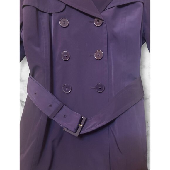 Purple London Fog trench coat with double-breasted design and belt Large - Picture 3 of 12